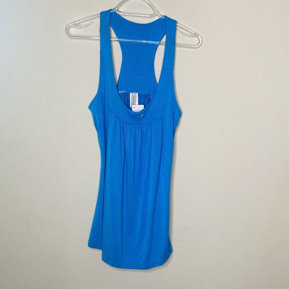 Voice Tank Top Women M Blue Striped Racerback Turquoise